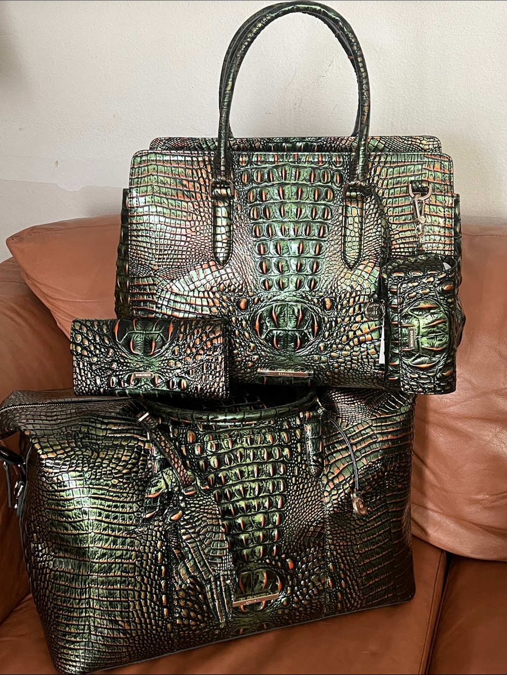 BRAHMIN SAMBA Full Set/Finley/Veronica/Weekender/Eyeglass Case/Luggage Tag, NWT